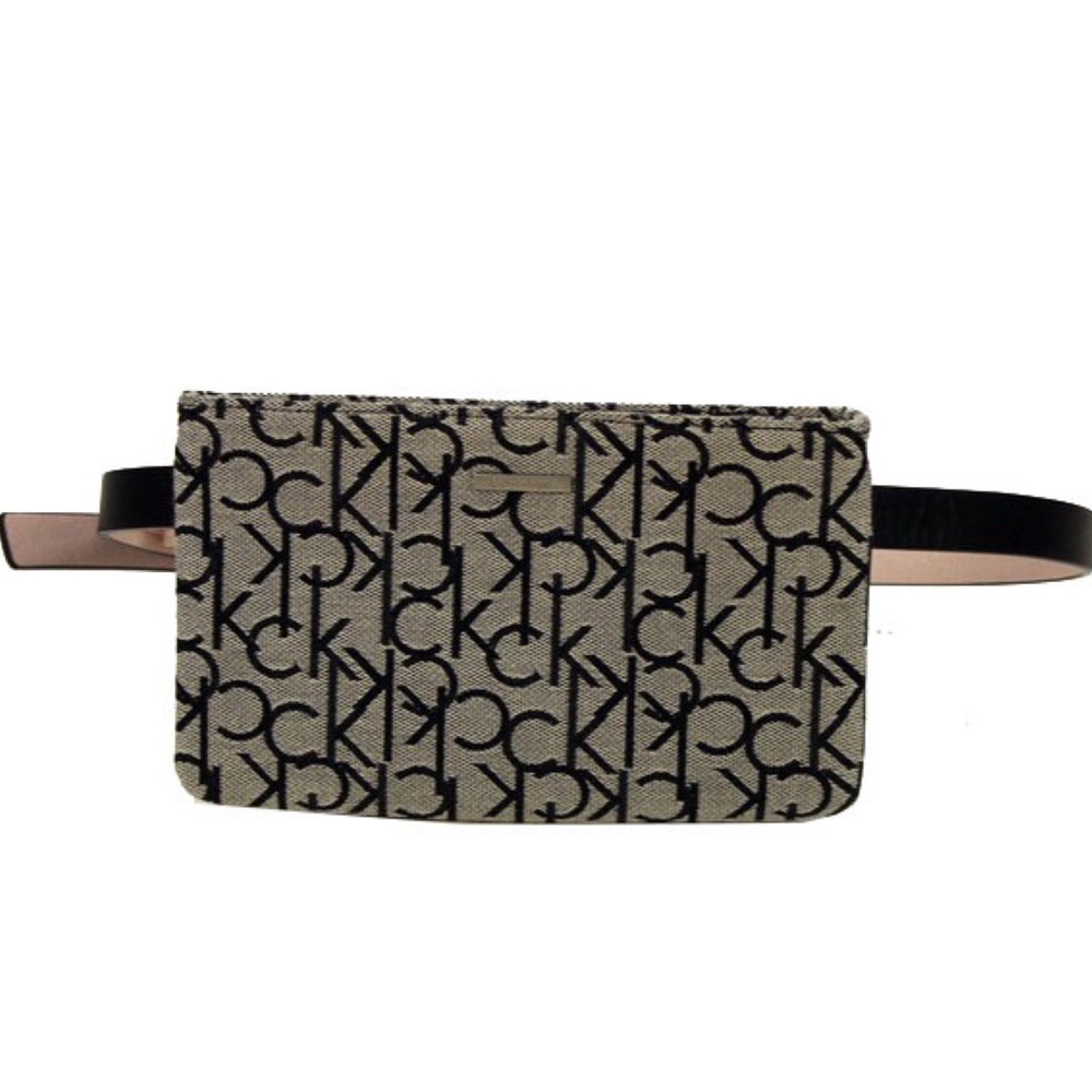 CK Calvin Klein Zip Top Belt Bag, Black Size XL